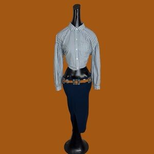 Zara Navy Blue Ribbed Knit Skirt